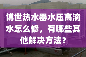 博世熱水器水壓高滴水怎么修，有哪些其他解決方法？