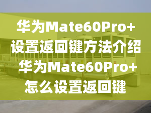 華為Mate60Pro+設(shè)置返回鍵方法介紹 華為Mate60Pro+怎么設(shè)置返回鍵