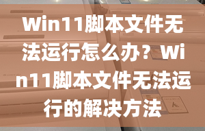 Win11腳本文件無法運行怎么辦？Win11腳本文件無法運行的解決方法