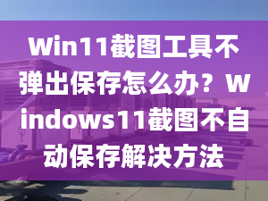 Win11截圖工具不彈出保存怎么辦？Windows11截圖不自動(dòng)保存解決方法