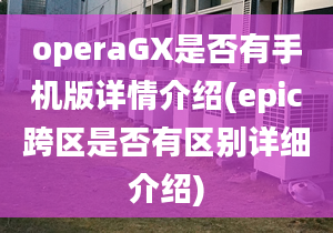 operaGX是否有手機(jī)版詳情介紹(epic跨區(qū)是否有區(qū)別詳細(xì)介紹)