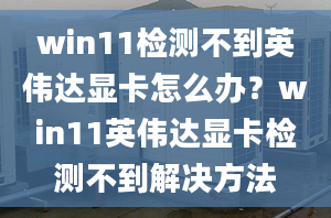 win11檢測(cè)不到英偉達(dá)顯卡怎么辦？win11英偉達(dá)顯卡檢測(cè)不到解決方法