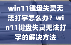 win11鍵盤失靈無法打字怎么辦？win11鍵盤失靈無法打字的解決方法