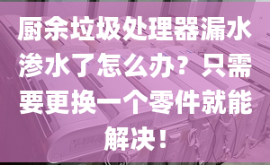 廚余垃圾處理器漏水滲水了怎么辦？只需要更換一個零件就能解決！