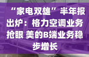 “家電雙雄”半年報出爐：格力空調(diào)業(yè)務(wù)搶眼 美的B端業(yè)務(wù)穩(wěn)步增長